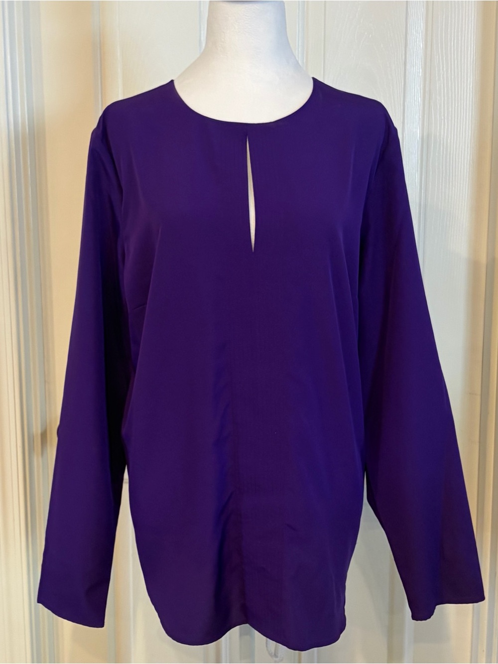 Ralph Lauren Deep Purple Long-Sleeve Keyhole Top